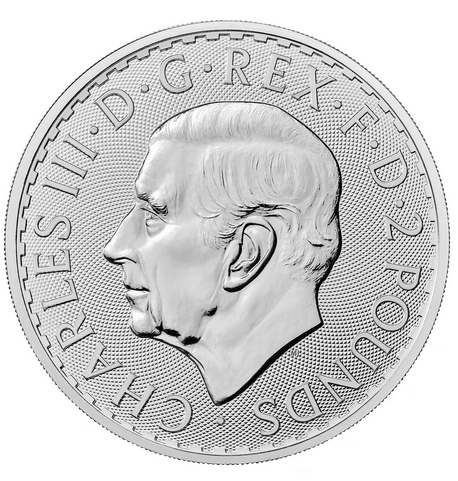 UK 2 Pounds Britannia (Rei Charles III) 1oz Prata 2023